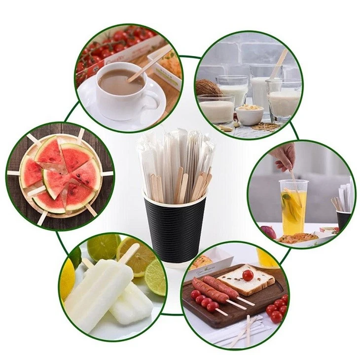 Disposable Wood Stir Sticks For Coffee & Cocktails, Wooden Beverage Mixer With Smooth Ends, Swizzle Drink Sticks, Coffee Bar Accessories