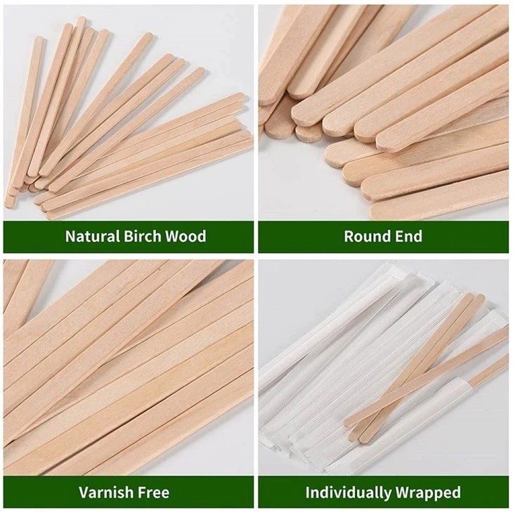 Disposable Wood Stir Sticks For Coffee & Cocktails, Wooden Beverage Mixer With Smooth Ends, Swizzle Drink Sticks, Coffee Bar Accessories